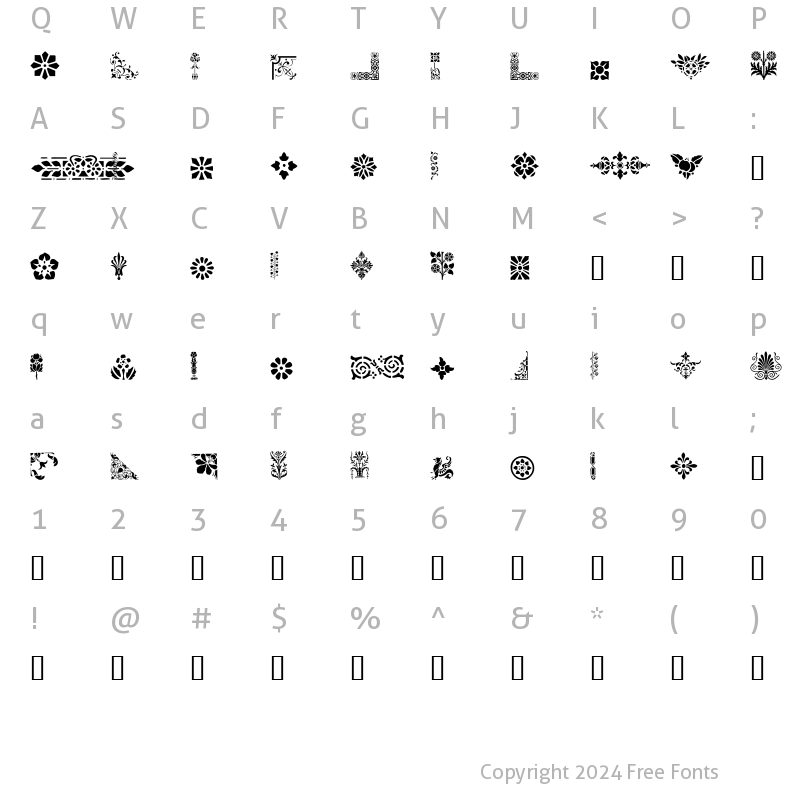 Character Map of GE Victorian Design Regular