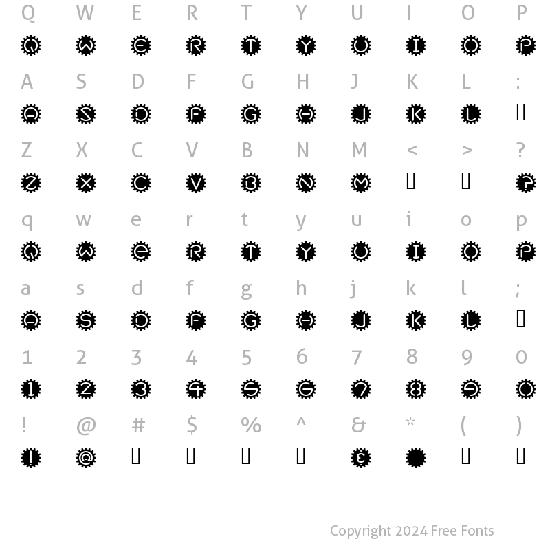 Character Map of GearBox Regular