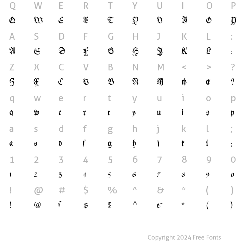 Character Map of Gebetbuch Fraktur Regular