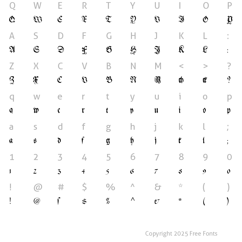 Character Map of GebetbuchFraktur Regular