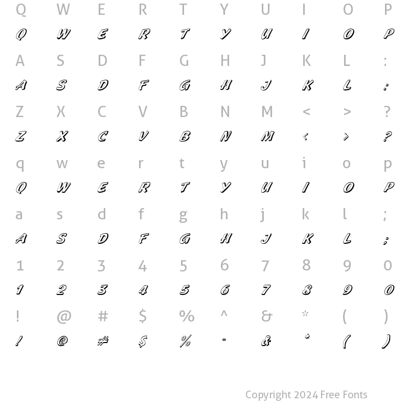 Character Map of Gecko Italic