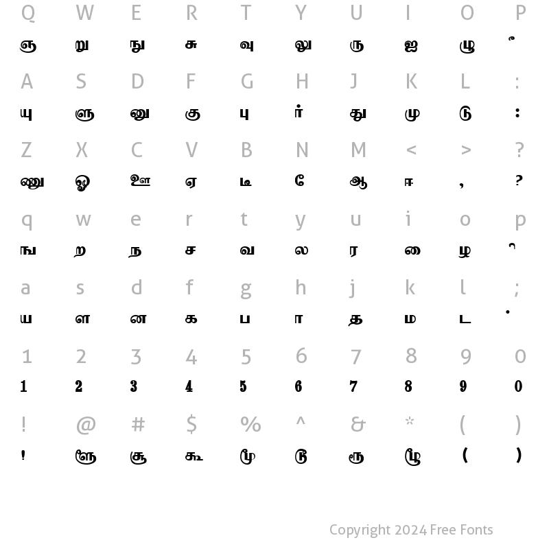 Character Map of Geethapria Regular