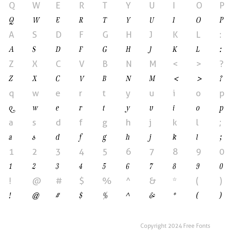 Character Map of GeistItalic Regular