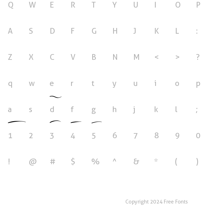 Character Map of Gellardo swsh Regular