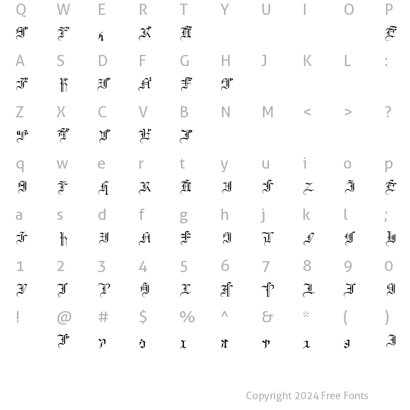 Character Map of Gelnicarna Regular