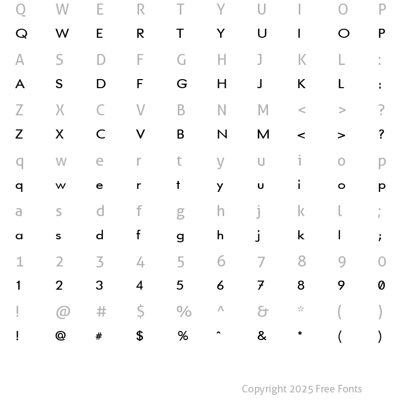 Character Map of GemFont One Regular