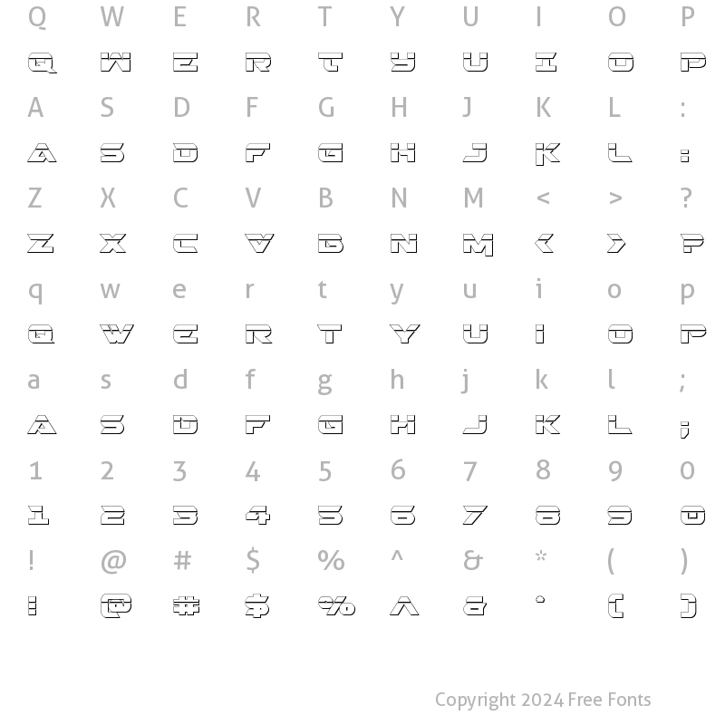 Character Map of Gemina 2 Laser 3D Regular