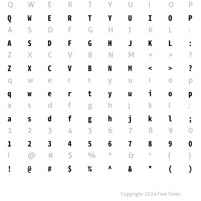 Character Map of Gen Jyuu Gothic L Monospace Bold