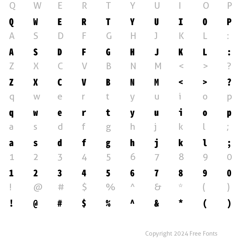 Character Map of Gen Jyuu Gothic L Monospace Heavy