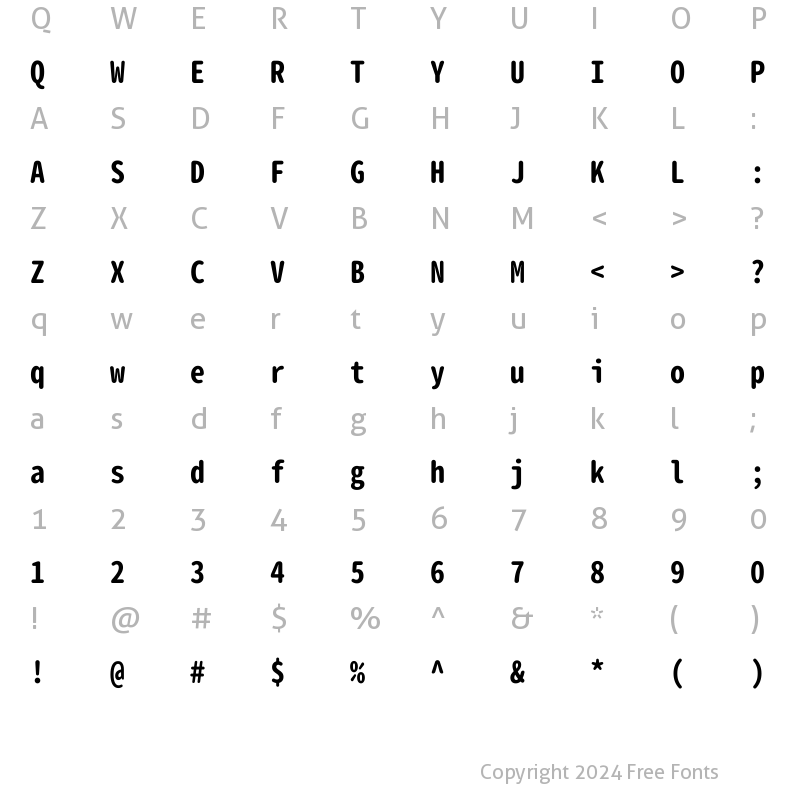 Character Map of Gen Jyuu Gothic X Monospace Bold