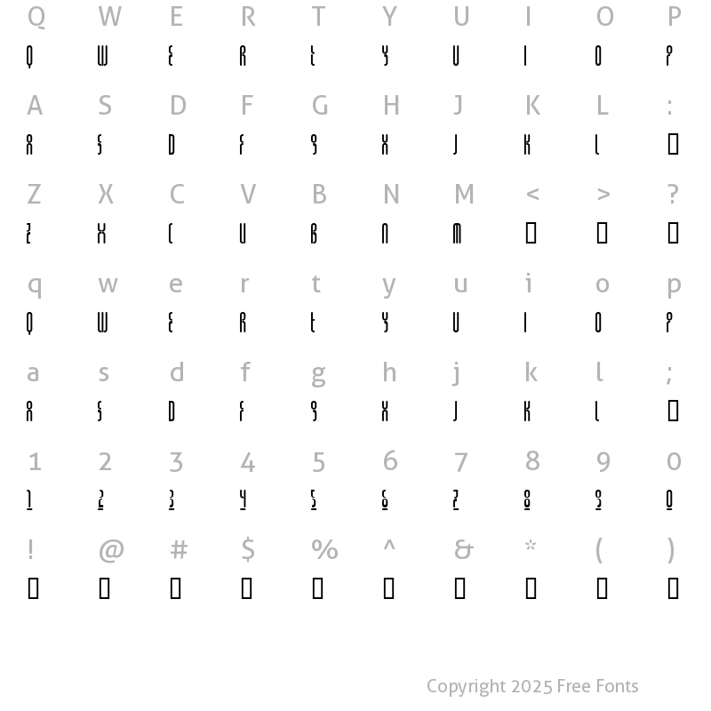 Character Map of Gen3000 Regular