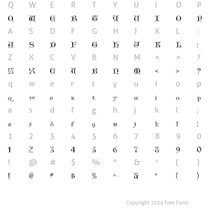 Character Map of Generic Uncials 'Snowcapped' Regular