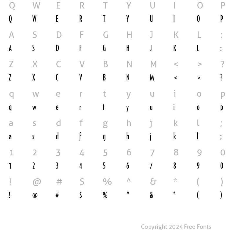 Character Map of Generica Condensed Std Light