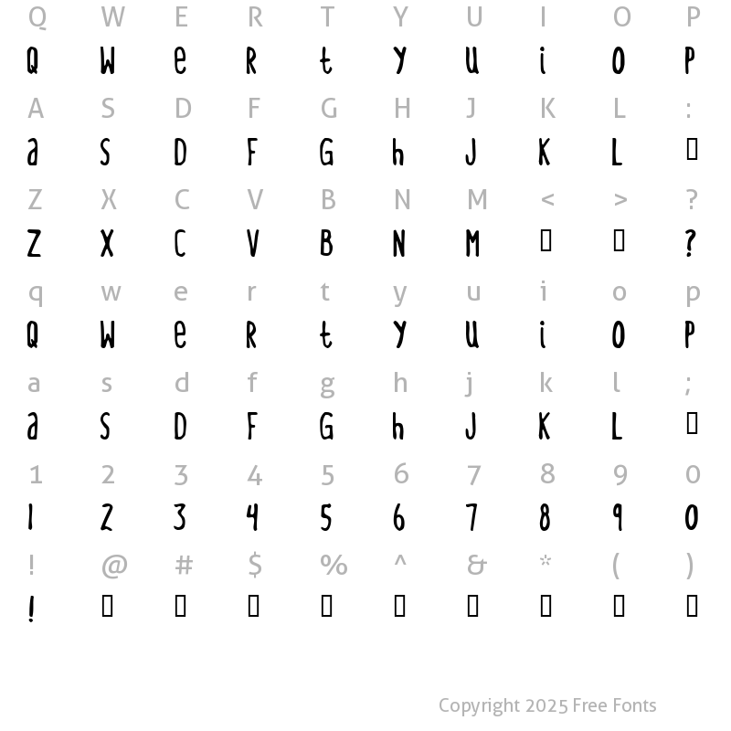 Character Map of GenericFont Oral Expulsive