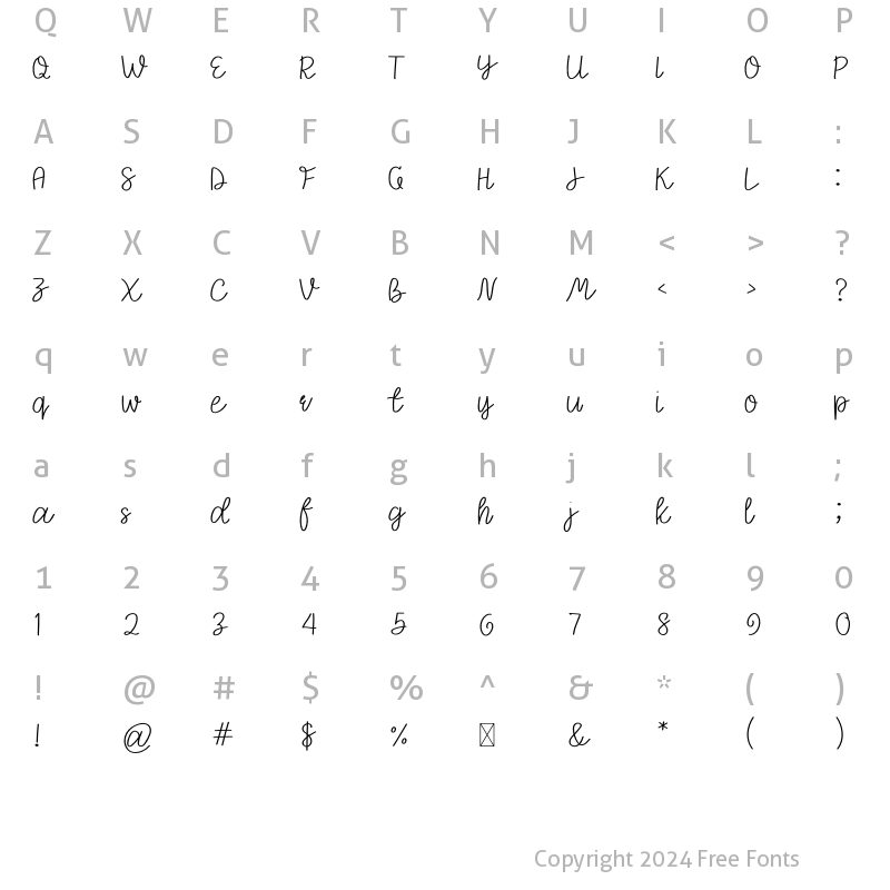 Character Map of Generous Taurus Script