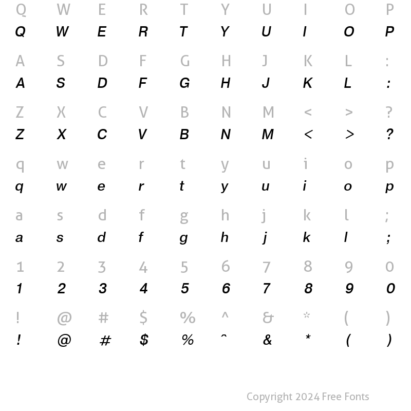 Character Map of Geneva Normal-Italic