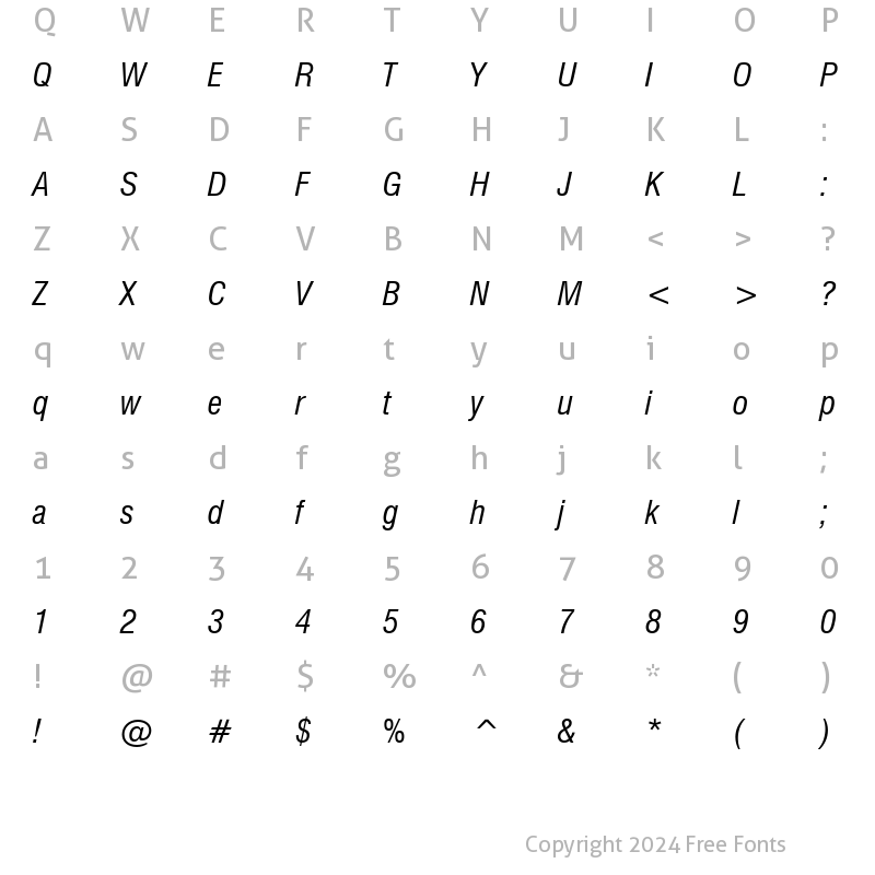 Character Map of GenevaNrw Italic