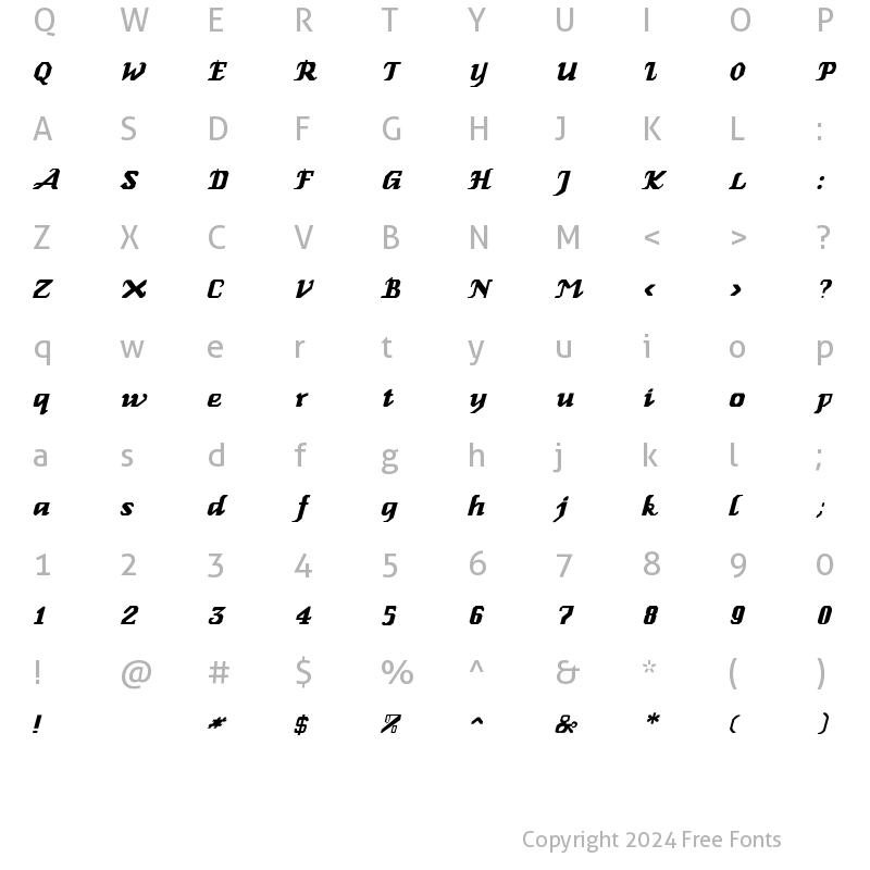 Character Map of Genoa-Italic Regular