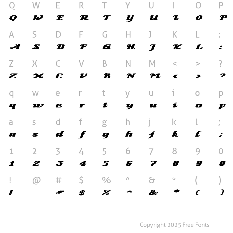 Character Map of GenoaItalic Ex Bold Bold