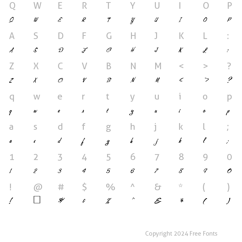 Character Map of GenovevaItalic Regular