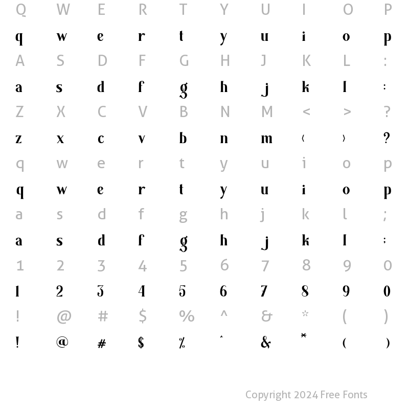 Character Map of Gentha Regular