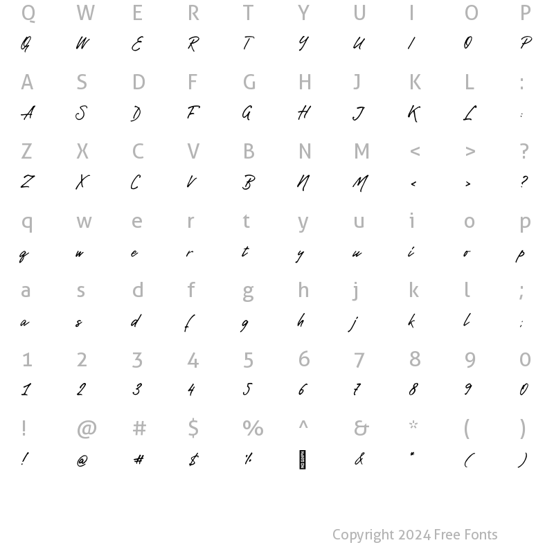 Character Map of GentlemensScript Regular