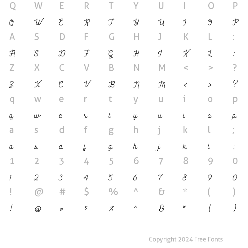 Character Map of Genuine Script - Textured Regular