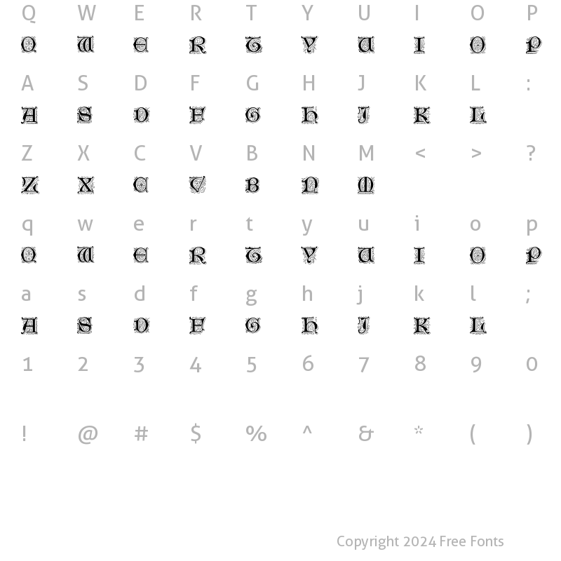 Character Map of GenzschInitials Regular