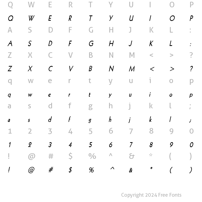 Character Map of Geo 112-Condensed Bold Italic