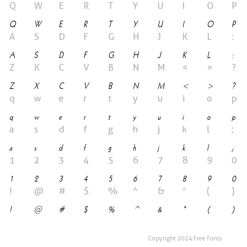 Character Map of Geo 112 Condensed Italic