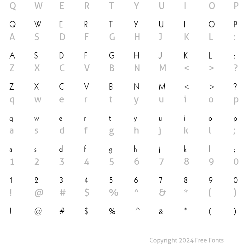 Character Map of Geo 112 Condensed Normal