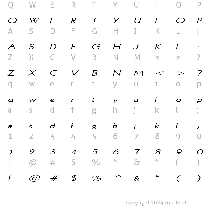 Character Map of Geo 112 Extended Italic