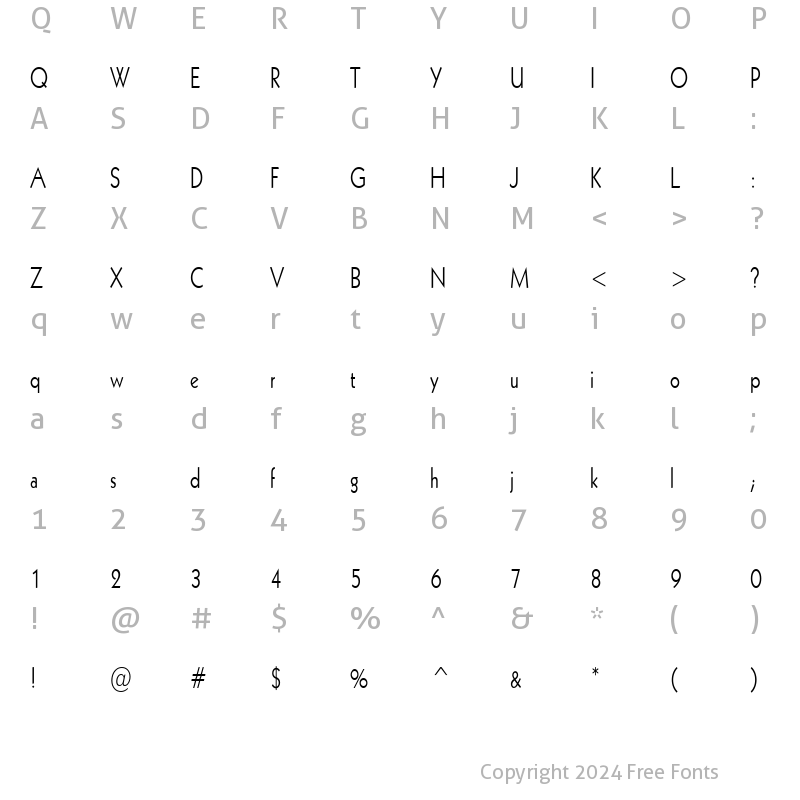 Character Map of Geo 112 Thin Normal