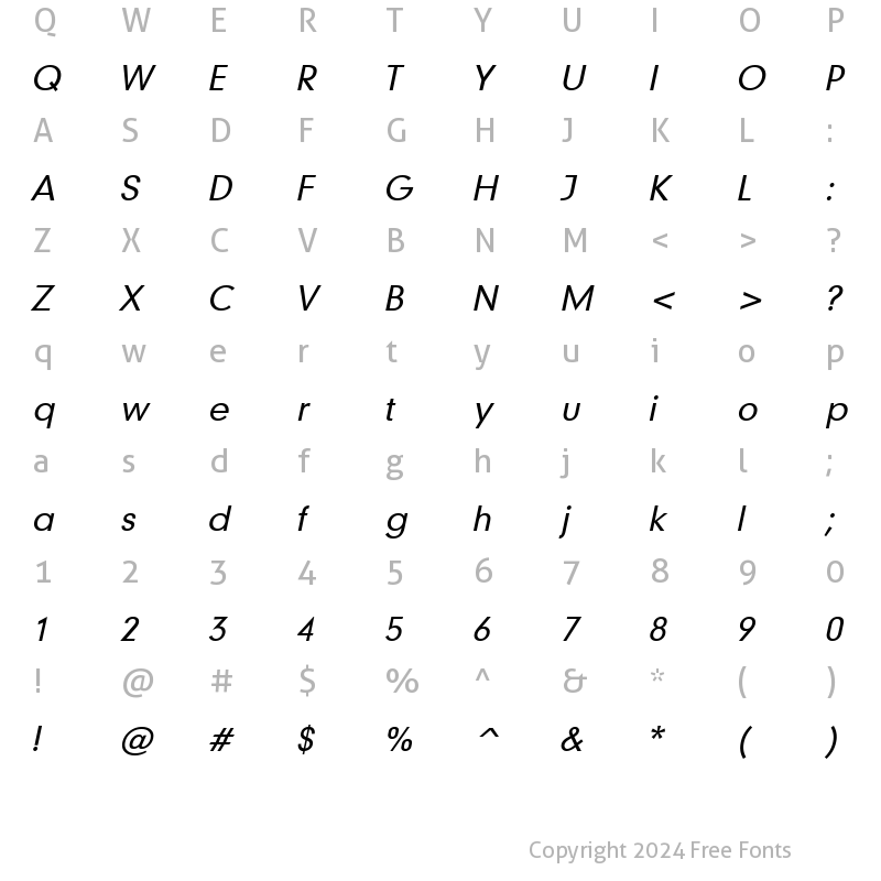 Character Map of Geo 579 Italic