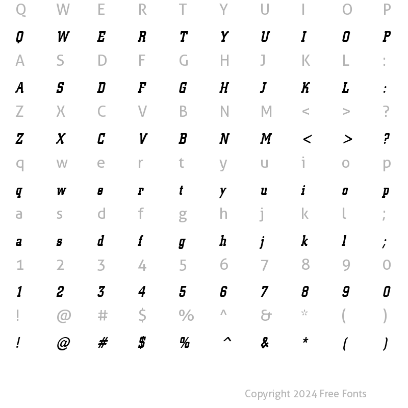 Character Map of Geo 957-Condensed Bold Italic