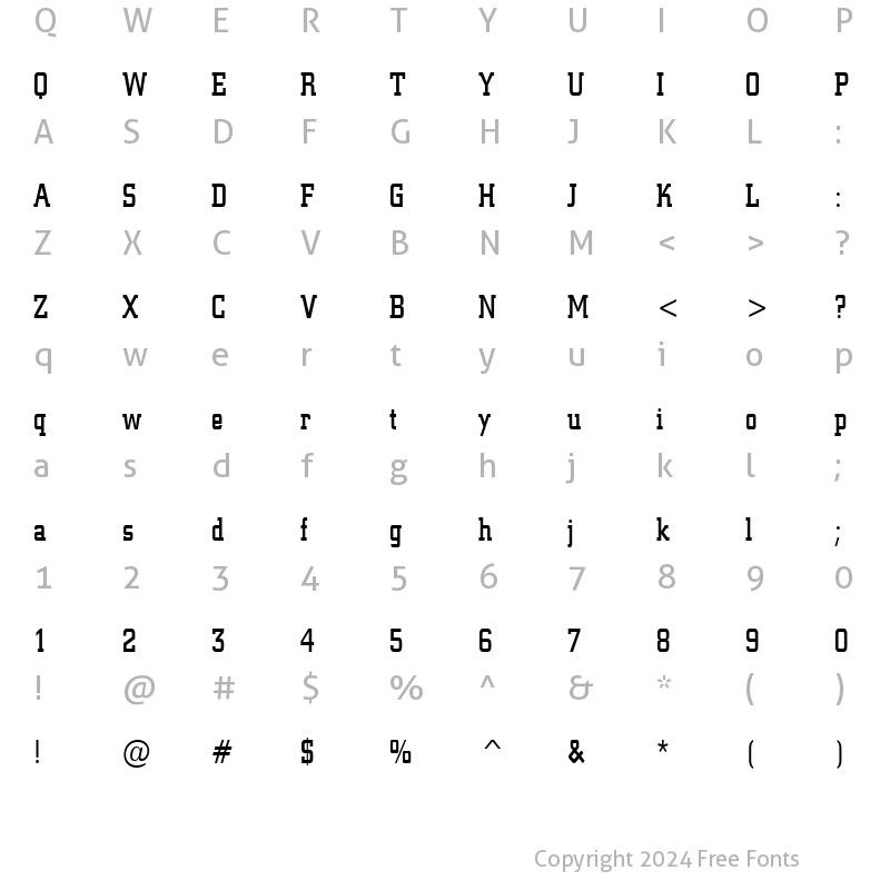 Character Map of Geo 957 Condensed Normal