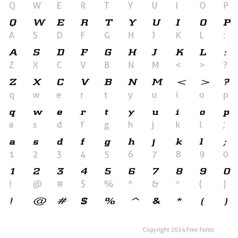 Character Map of Geo 957 Extended Italic