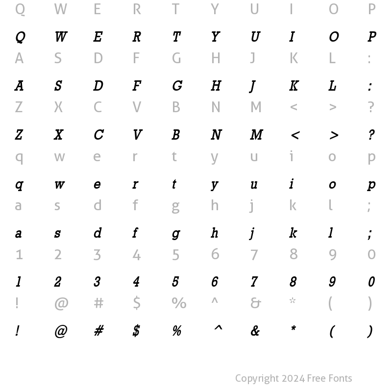 Character Map of Geo 986 Condensed Bold Italic