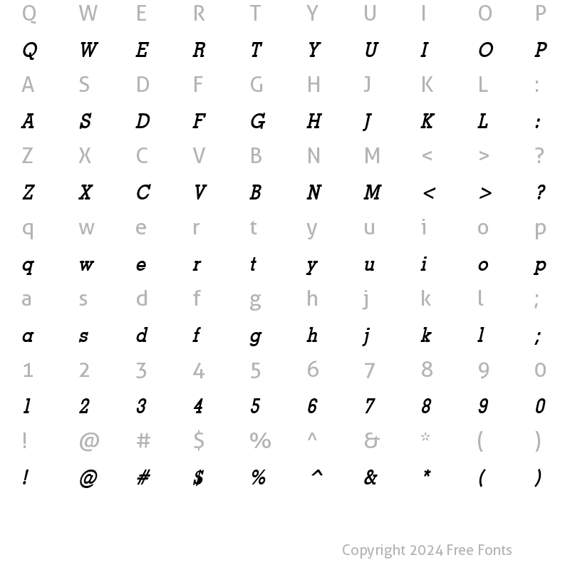 Character Map of Geo-Condensed Bold Italic