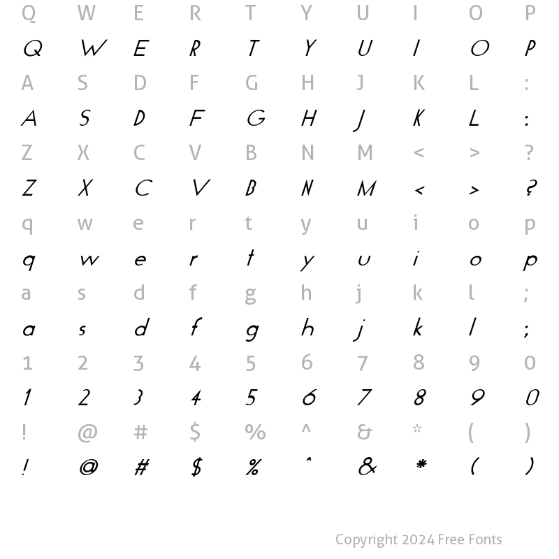 Character Map of Geo-Italic Regular