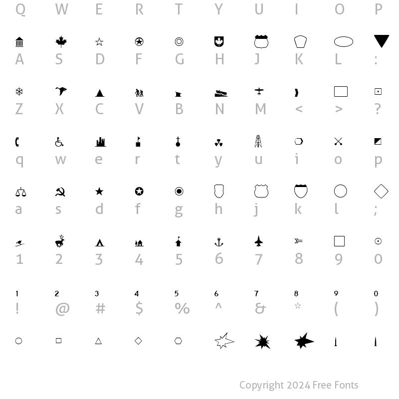 Character Map of Geographical Regular