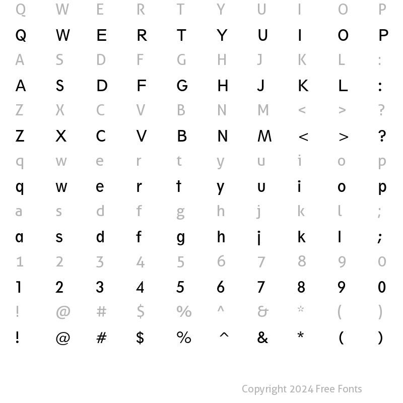 Character Map of Geometric 212 Book Condensed Regular