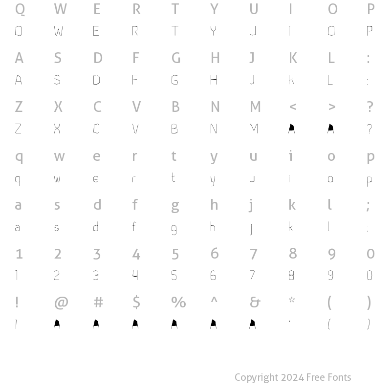 Character Map of Geometric Sculpture Light Regular