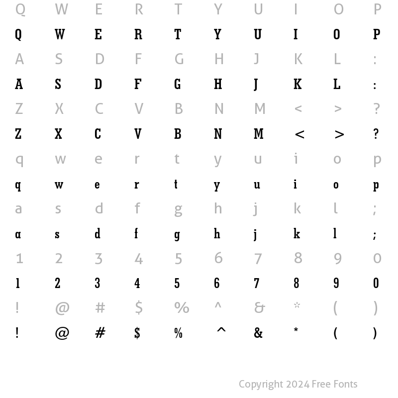 Character Map of Geometric Slabserif 703 Condens Bold