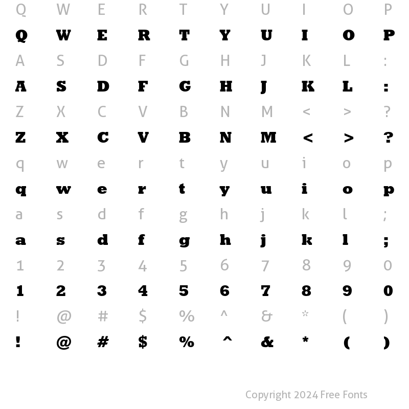 Character Map of Geometric Slabserif 712 Extra Bold