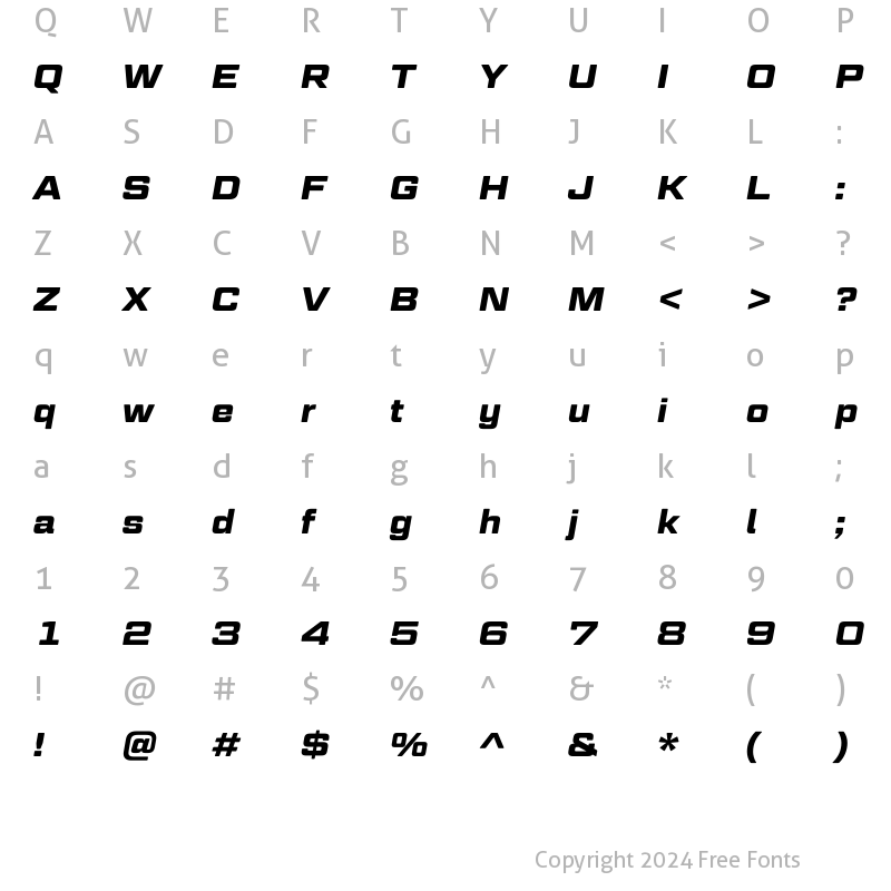 Character Map of GeomGraphicW03-BoldItalic Regular