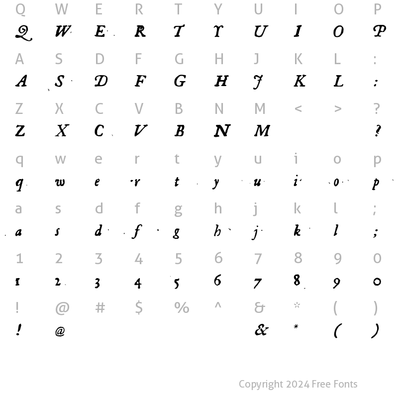 Character Map of Georg Medium Italic