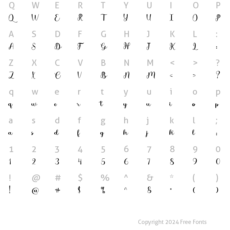 Character Map of Georgia Script Regular