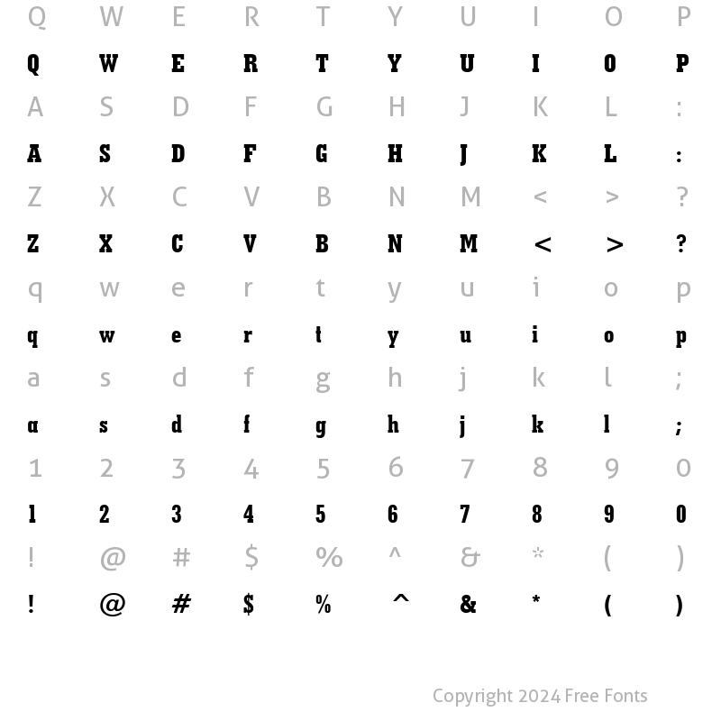 Character Map of GeoSlab703 XBdCn BT Extra Bold