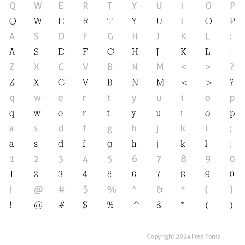 Character Map of GeoSlb712 Lt BT Light